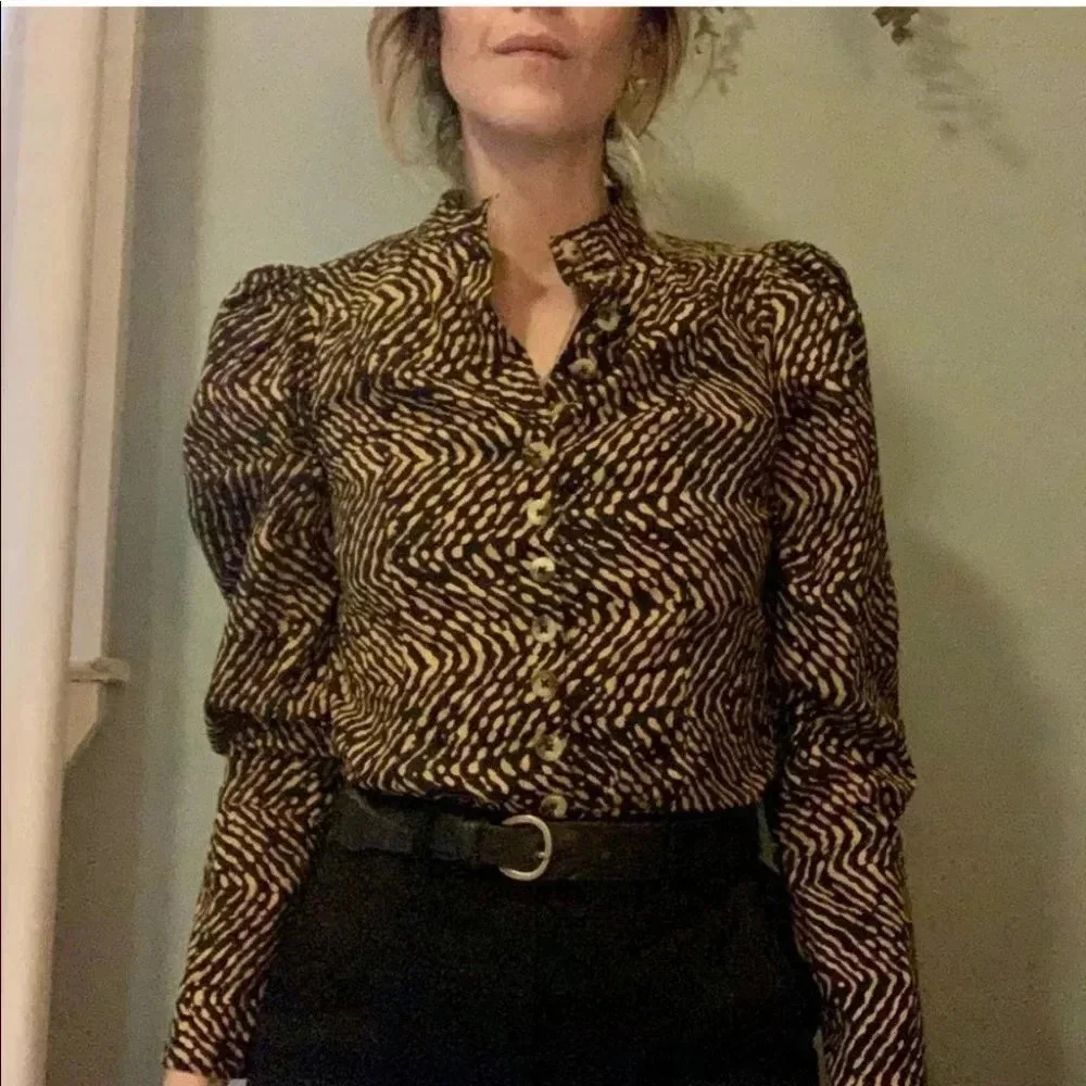 Ulla Johnson Prudence Blouse Size 2 Cotton Poplin Button Down‎ Puff Sleeve